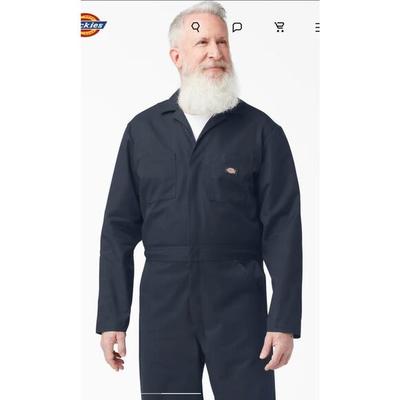 Dickies Dark Navy Wrinkle & Stain Resistant Long Sleeve Coveralls, M - Picture 3 of 12